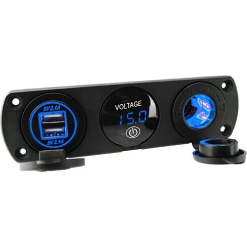 Car Cigarette Lighter Socket Multi-Function Dual USB Port DC 5V 4.2A Charger Voltmeter Panel Suitable For 12-24V Vehicles