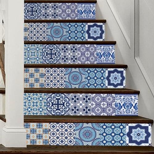 3D Tiles Sticker Self Adhesive Waterproof Porcelain Style Stair Decor Wall Art Decals Removable