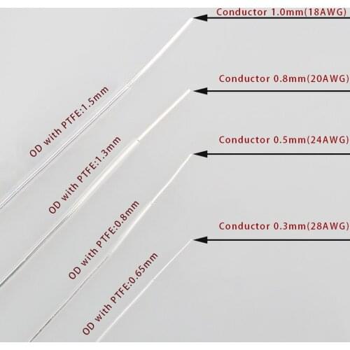 Hi-End 4N pure silver signal cable 18AWG/20AWG/24AWG/28AWG OD with PTFE DIY Hifi Amp CD DVD player Speaker Interconnector