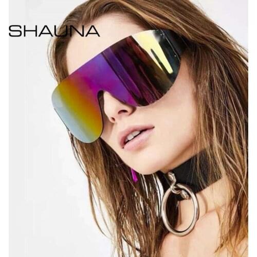 SHAUNA Oversize Cover One Piece Goggle Sunglasses Women Unique Windproof Shades Men