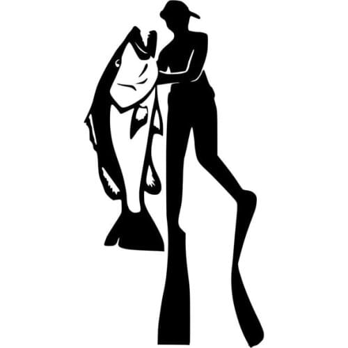 9.2*17.7CM The Stylish Ocean Fishing Free Diving Car Stickers Covering The Surface Of The Vinyl Car Decals Black/Silver C7-0839