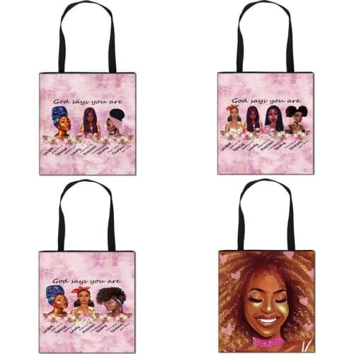 God Says You Are Black Tote Bag Women Handbag Afro ladies Shoulder for Portable Girls Shopping Bags Gift
