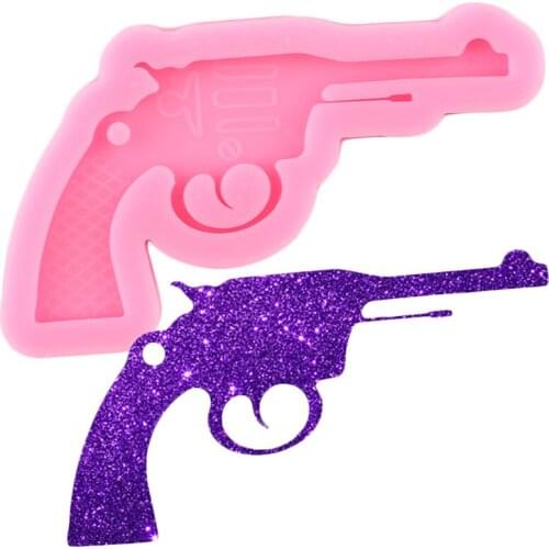 Super Glossy Gun Shape Silicone Mold Polymer Clay Pendant Molds Fashion Jewelry Epoxy Resin Keychains Moulds