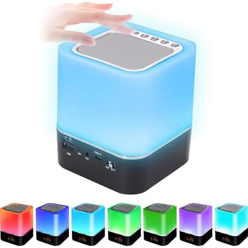 LED Touch Control Night Light Induction Dimmer Lamp Smart Bedside Lamp RGB Color USB Change Rechargeable Night Lamp Loudspeaker