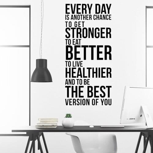 Inspirational Quote Wall Decals Everyday is Another Chance to Get Stronger Home Decor Office Teen Room Vinyl Wall Stickers Y668