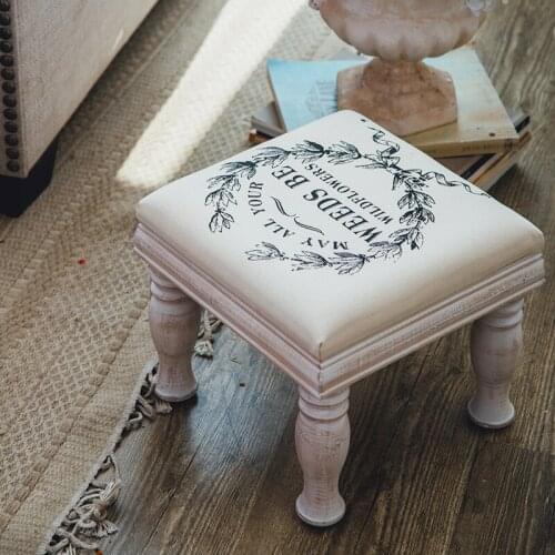 Handcrafted retro french vintage stool with soft top