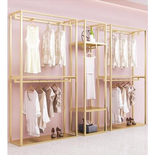 Clothing store display racks floor-standing womens clothing store special display racks clothes racks gold hangers