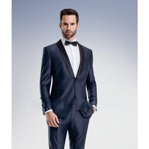 High Quality Navy Men Suits Slim Fit Business Suits Wedding Groom Suits High Quality Tuxedos Blazers 2 Pieces (Jacket+Pant)