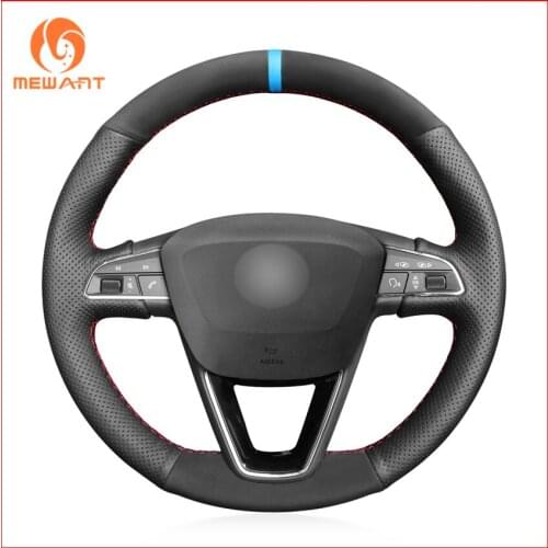 MEWANT Genuine Leather Suede Steering Wheel Covers for Seat Leon 5F Mk3 2013-2019 Ibiza 6J 2016-2019 Arona 2018 2019 Alhambra