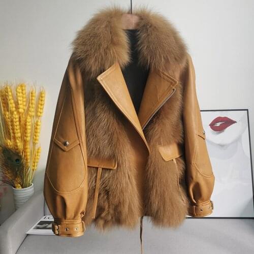 Tajiyane 2020 Winter Real Fur Coats Women Genuine Sheepskin Jackets Woman 100% Fox Fur Collar Coats Fashion Mujer Parkas TN1789