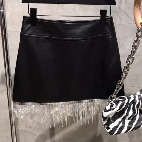 Genuine women lambskin ladies real sheep leather skirt