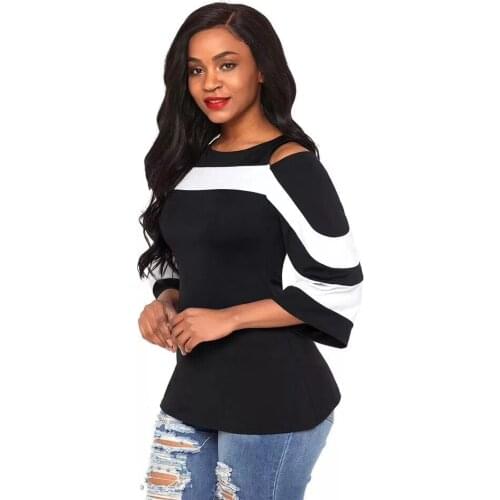 Weweya XS-XL Sexy Shirts Women 2018 Sweatshirt Slash Neck Seven-quarter Shirt Women Off Shoulder Women Shirts Casual Slim Tops