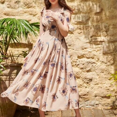 Summer Vintage Floral Print Patchwork Midi Dress Women O-neck Bow Tied Straps Slim Robe Femme Elegant Fresh Sleeveless Vestidos
