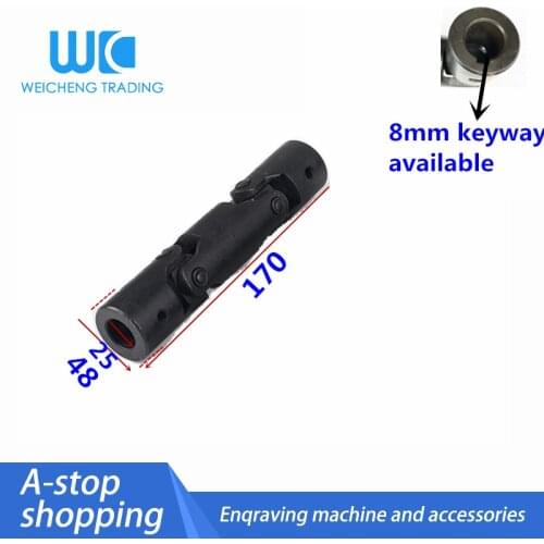 1pc 25*48*170 Keyway 8 Cross universal joint coupling Three-section universal joint Precision double joint universal joint