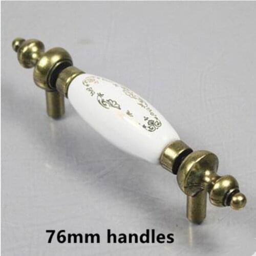 3" gold flower ceramic kitchen cabinet handles pull 76mm bronze drawer dresser door handle knob vintage stlyle furniture handles