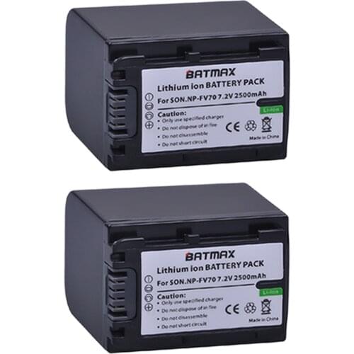 2Pack 7.2V 2500mAh NP-FV70 NP FV70 Rechargeable Camera Batteries for Sony HDR-CX230 HDR-CX150E HDR-CX170 CX300