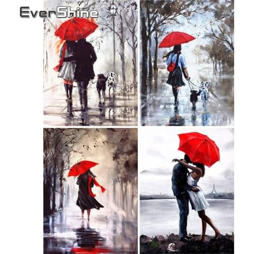 EverShine Full Drill Diamond Embroidery Portrait DIY Diamond Painting Couple Picture Cross Stitch Mosaic Umbrella Home Decor