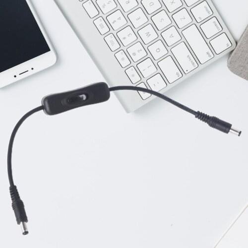 Safe 5.5x2.1mm Power Cable Compatible with Power Cord Male to Male with Switch for Monitors / CCTV/Car/LED Etc