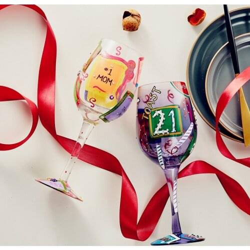 Goblet Crystal Glass Wine Champagne Glass sub color hand painted personalized creative combination set net red glasses cocktail