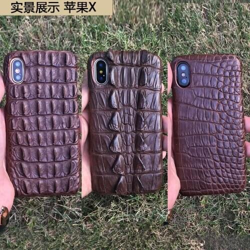 For iPhone 6 6S 7 8 Plus X XS XR Max Natural Crocodile Skin Head Tail Abdomen Genuine Leather Cover Wholesale Luxury Phone Case