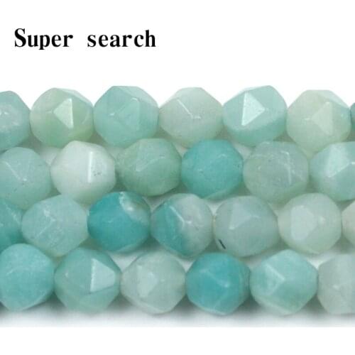 Faceted high quality cut surface Natural Jewelry Make Amazonian Stone Loose Beads DIY Women Bracelet Necklace Accessories