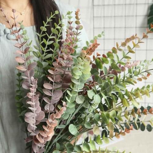 Artificial Plants Fake Eucalyptus Long Stems Flowers Arrangement Accessories Silk Eucalyptu Branches For Home Fall Decoration