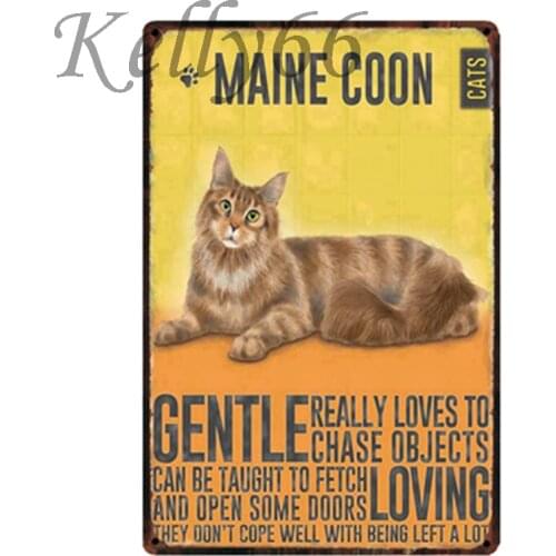[ Kelly66 ] Maine Coon CAT Metal Sign Tin Poster Home Decor Bar Wall Art Painting 20*30 CM Size y-1795