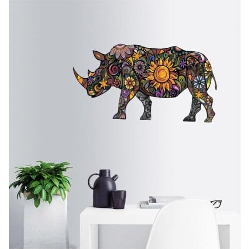 Creative Colorful Rhinoceros Wall Stickers Bedroom Living Room Decoration Mural Art Home Office Decor Vinyl Decals for Furniture
