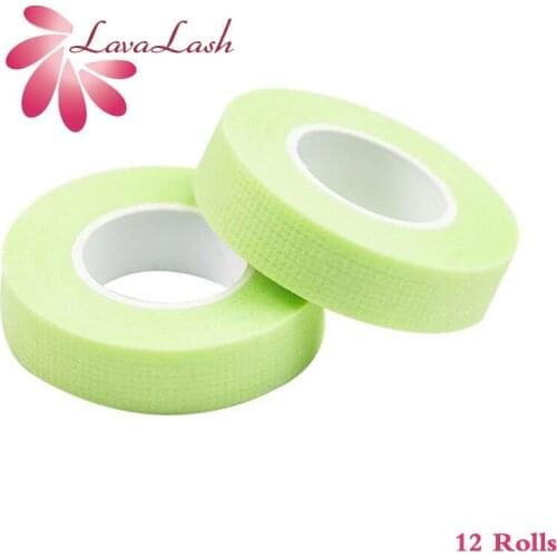 12 Rolls Eyelash Isolation Tape Eyelet Grafting Eyelash Extension Belt Breathable Comfortable Sensitive Resistance Green Eye Pad