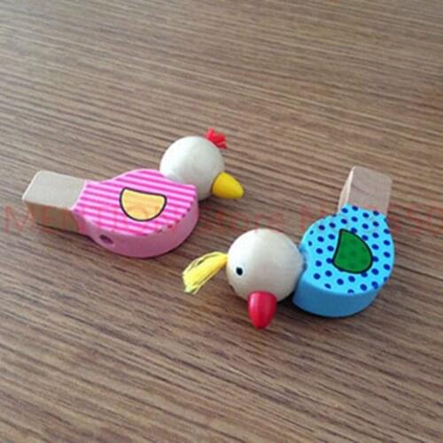 Cartoon bird whistle noise maker baby jewelry pendant wooden musical toys wooden toys toy musical instruments 100pcs