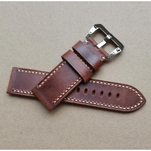 26mm width Genuine leather Without interlayer brown Watch strap 3.5mm thickness High quality watch band
