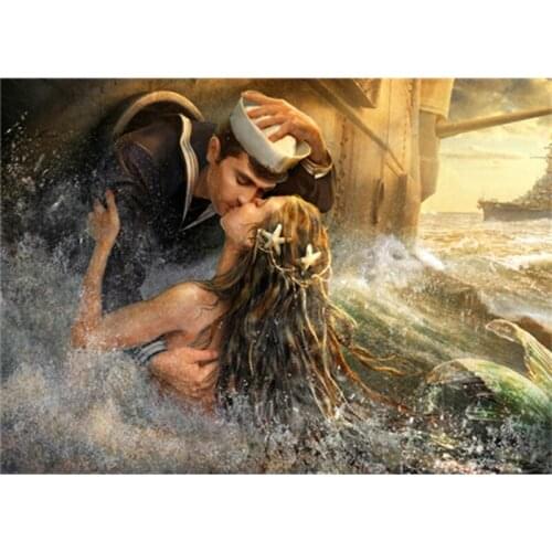 Wholesale DIY Diamond Paintings cross stitch Embroidery Home Decor Rhinestone Wall Sticker Needlework Mermaid love story A6378R