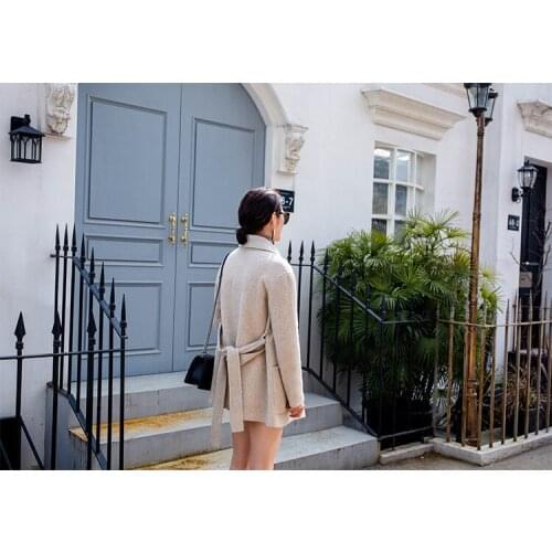 New Fashion European Luxury Wool Coat Autumn Winter One Button Cashmere Trench Coats With Belt manteau femme LX1916