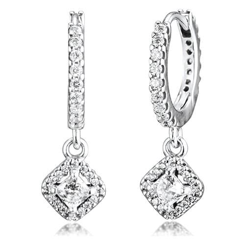 Authentic 925 Sterling Silver Sparkling Hoop Earrings for Women Clear CZ Earing Fashion Jewelry brincos pendientes mujer