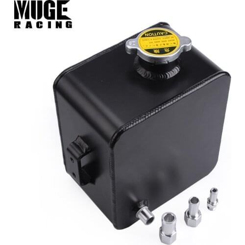 2.5 Litre Polished Universal Aluminum Header Water Tank with Cap Car Racing Modified Parts Cooling Radiator Black Silver OCC033