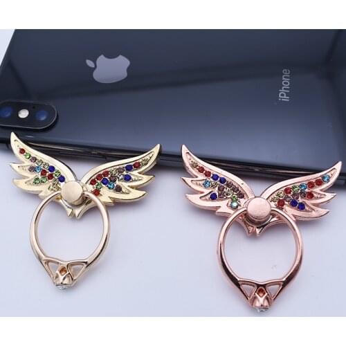 Full Metal Ring Buckle Wings Angel Wings Diamond Anti-fall Mobile Phone Holder Watch TV Lazy Anti-fall Stand