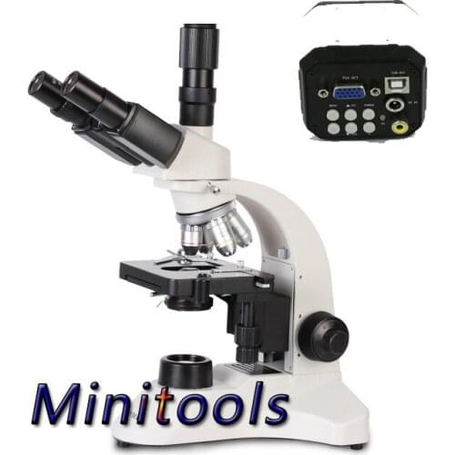 40-1600X Professional Trinocular Biological Microscope camera Medical microscope+ VGA USB CVBS 2.0MP video camera