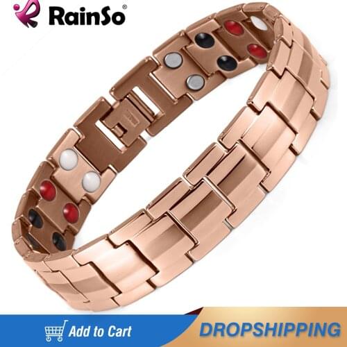 Rainso Fashion Jewelry Healing FIR Magnetic Stainless Steel Bracelet For Men Or Women Accessory Unisex Trendy Bracelet Homme