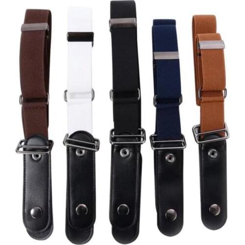 Buckle Free Women Men Fashion Belts Elastic Luxury Faux Leather Stretch Belt Waistband Jeans Pants Dress Accessories