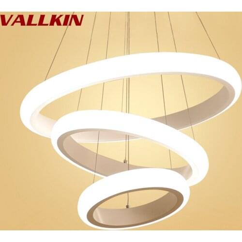 Modern Simple Living Dining Room Lamp Creative Pendant Lights Personality Round Ring LED Acrylic Suspension Restaurant Lighting