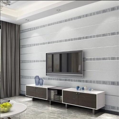 Beibehang Modern 3D vertical stripes non-woven wallpaper bedroom dining room living room sofa TV background 3d wall paper mural