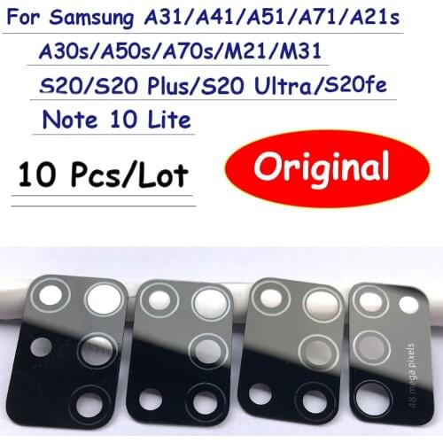 10Pcs Back Camera Lens Glass With Ahesive For Samsung A51 A21S A30S A50S A70S A31 A41 A71 M21 M31 S20 Plus Ultra fe Note 10Lite