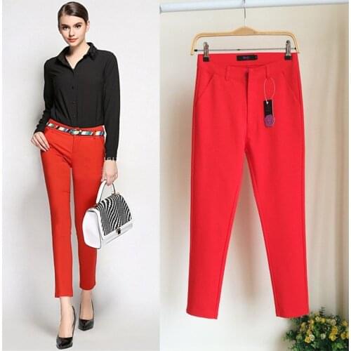Korean Womens Slim Skinny Pants Plus Size Street Stretch Leggings Trousers Spring Casual Candy Color Elastic Pencil Pants Femme