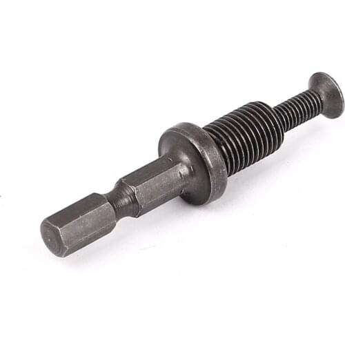 1/4" Hex Shank Adapter to 3/8"-24UNF Male Thread w Reverse Screw for Drill Chuck