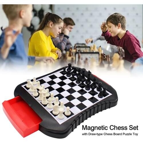 1 set Portable Mini International Chess Folding Magnetic Plastic Chessboard Board Game Portable Kid Toy