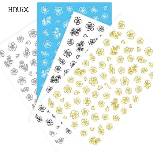 HNUIX 1 leaf flower Nail Art stickers white lace nail sticker acrylic flower adhesive nails Stickers Rose gold nail stickers