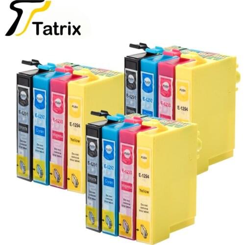 12pcs Ink Cartridge T1291 - T1294 For Epson Stylus SX230 SX235W SX420W SX425W SX430W SX435W SX440W SX445W Pinter Cartridge