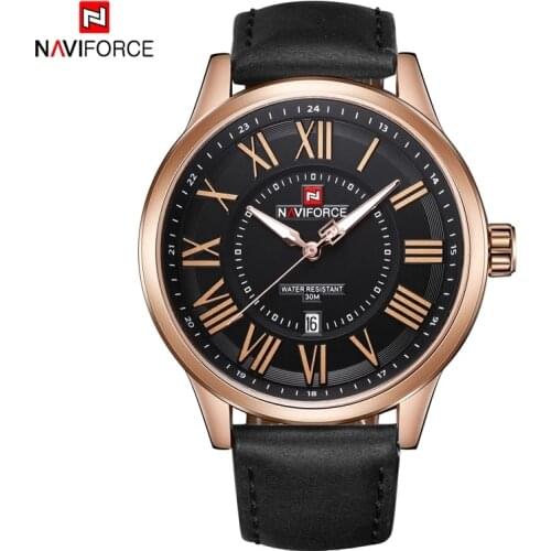 2021 NAVIFORCE Leather Strap Quartz Business Men Watch Waterproof Casual Sport Automatic Date Analog Watch For Man