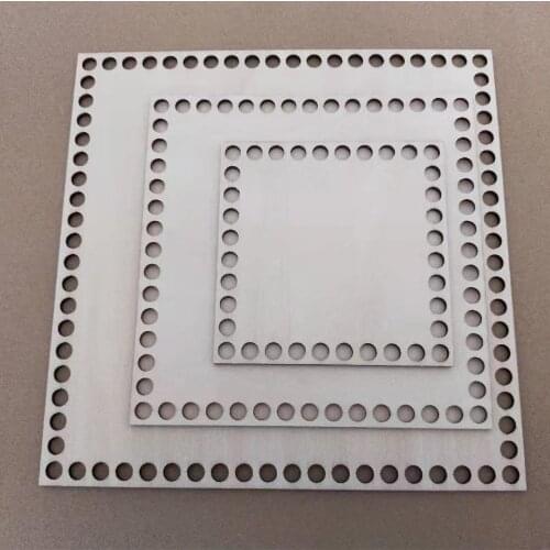 3pcs /Lot Mix Size Square Wooden Crochet Base Knitting Basket Bottom