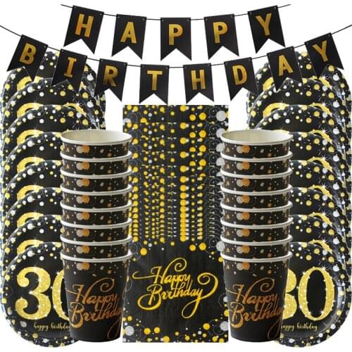 30/40/50/60th Birthday party decoration adult 30 Birthday anniversary party disposable tableware happy 30th 50th party supplies